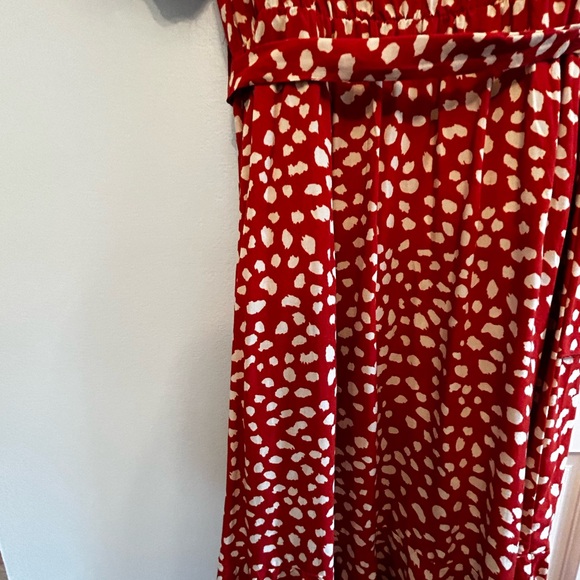 Belted Dalmatian Print Ruffle Trim Dress, Sz L - Picture 7 of 13